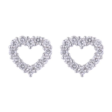 18ct white gold approx 0 33ct round brilliant heart earrings