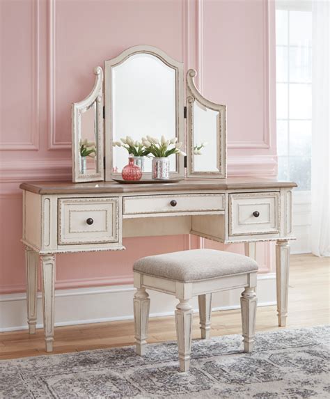 Ashley Realyn Vanity With Mirror And Stool Dream Rooms Furniture