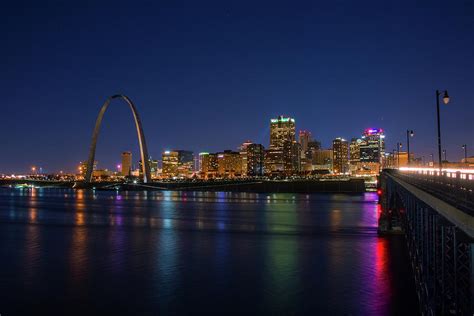 St Louis Skyline At Night From Eads Bridge Photograph By Jay Smith