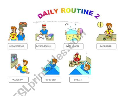 Daily Routines 2 Esl Worksheet By Hedgehog