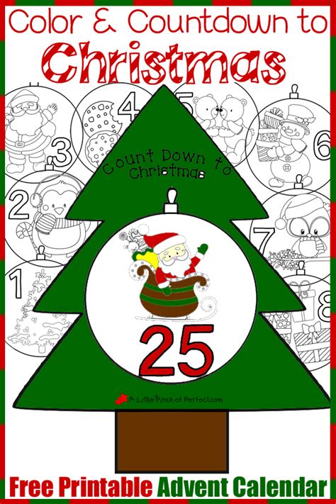 Free Printable Advent Calendar Color And Countdown To Christmas