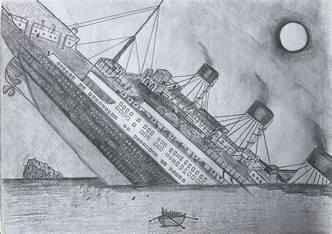 A Drawing Of A Large Ship In The Water