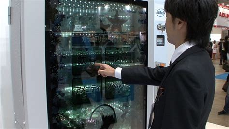 Futuristic Vending Machine With Transparent Touch Screen