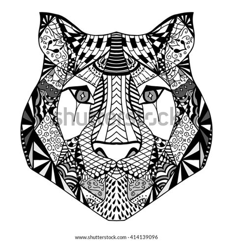 Tiger Head Adult Antistress Coloring Page Stock Vector Royalty Free