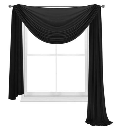 Black Valance Sheer Curtain Scarf Panel Swag Voile Drape Window 37 X