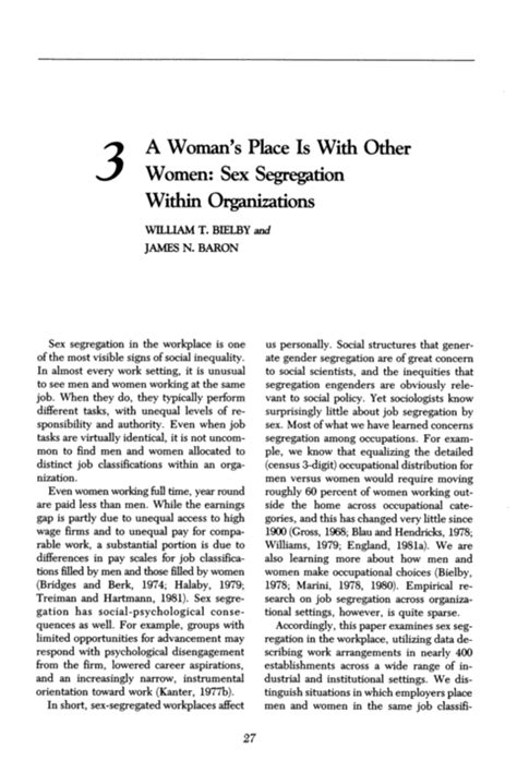 3 A Woman S Place Is With Other Women Sex Segregation Within Organizations Sex Segregation In