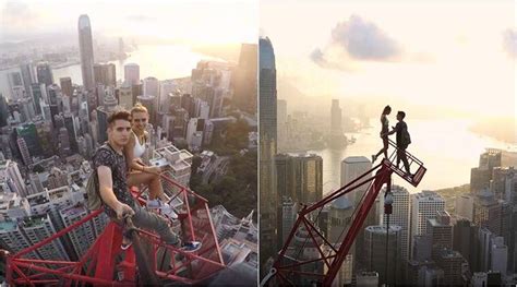 Video Russian Couple’s Daredevil Selfies Atop Hong Kong’s Highest Crane Are Breathtaking The