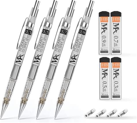 Mozart Mechanical Pencil Set 4 Sizes 03 05 07 And 09 Mm With 30