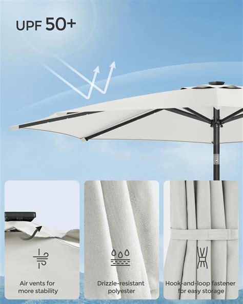 Songmics 9 Ft Solar Patio Umbrella Lighted Outdoor Umbrella 32 Led