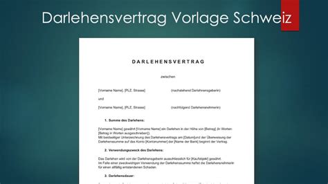 Muster für ein schuldanerkenntnis | philognosie. Darlehensvertrag Vorlage Schweiz (Privatdarlehen) | gratis ...
