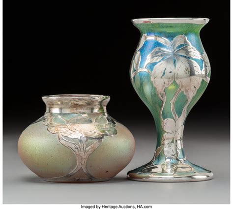 79416 Two Loetz Glass Vases With La Pierre Silver Over Nov 21 2019 Heritage Auctions In Tx