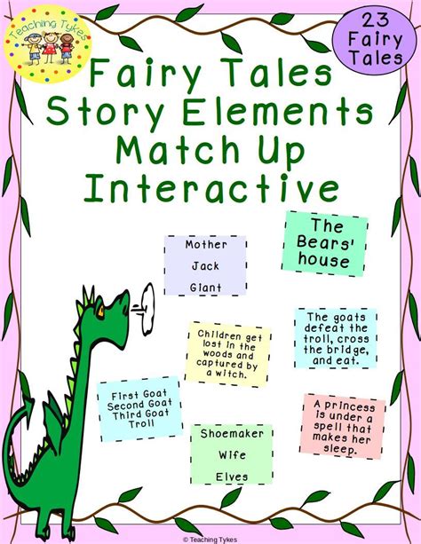 A Poster With The Words Fairy Tales Story Elements Match Up Interactive