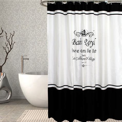 Simple Black White Waterproof Mildewproof Shower Curtain Home Bathroom Curtains With 12 Hooks
