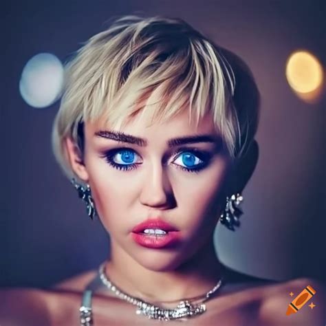 Portrait Of Miley Cyrus With Captivating Blue Eyes On Craiyon