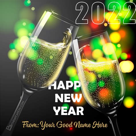 Champagne New Year 2022 Card With Name Online