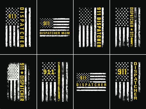 911 Dispatcher With Usa Flag Design Bundle First Responder T Shirt Art