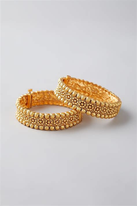 Gold Finish Temple Openable Bangles Design By Vastraa Jewellery At