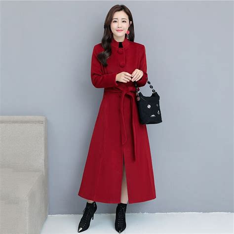 autumn winter woolen coat women2020 new single breasted long sleeve mid length plus velvet thick