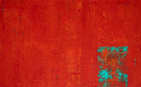 Exploring Vermillion Red With Cyan Abstract Painting By Svein Koningen