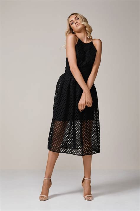 Nicholas Lattice Dress Black Ons Boutique