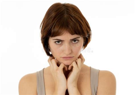 portrait of sad and depressed woman feeling upset human expressions and negative emotions stock