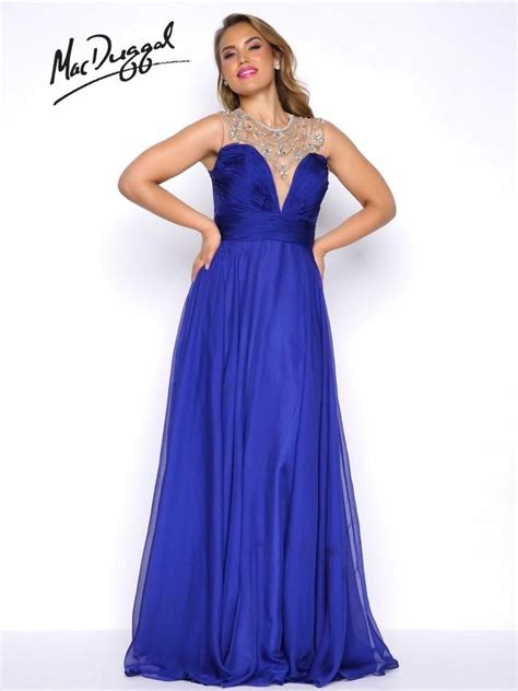 Empire Waist Plus Size Prom Dress Mac Duggal 65484f Plunging Embellished Illusion Neckline