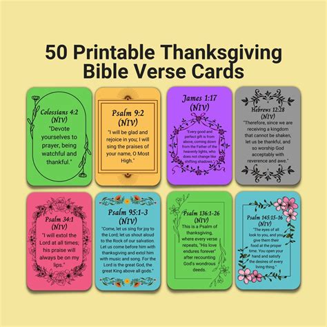 Printable Thanksgiving Bible Verse Cards Bible Study Tools Etsy