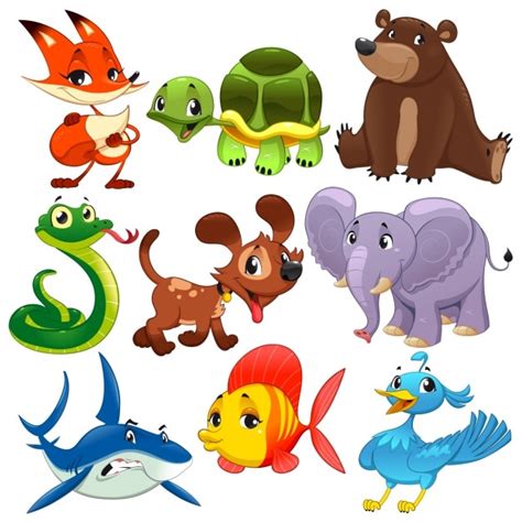 Coloured Animals Collection Vector Free Download