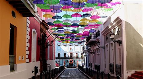 Image Calle Fortaleza With Umbrellas In Old San Juan Puerto Rico
