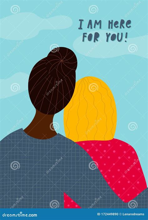 Girl Woman Support Friends Character Illustration Stock Illustration