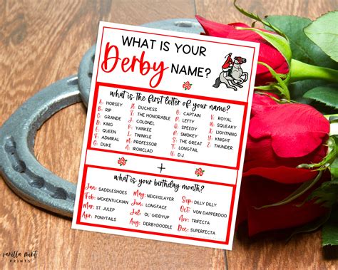 Kentucky Derby Whats Your Derby Name Game Triple Crown Party Etsy