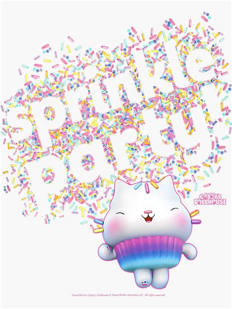 Gabbys Dollhouse Cakey Cat Sprinkle Party Sticker For Sale By Lipnickas Redbubble