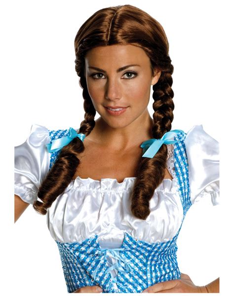 Dorothy Wig Brown Braided Pigtails Costume Accessory