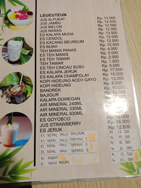 Menu at Rumah makan Saung Sarasa restaurant, Subang