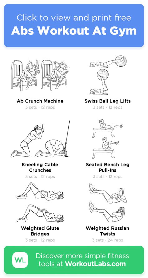 Abs Workout At Gym Click To View And Print This Illustrated Exercise