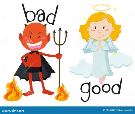 Opposite Adjectives Good And Bad Stock Vector Illustration Of Monster