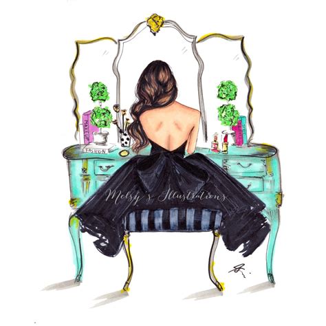 The Turquoise Vanity By Melsys On Etsy Fashion Illustration Print