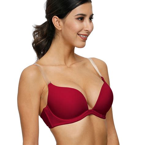 New Hot Selling Women Big Red Push Up Bra Sexy Invisible Deep V Multipoint Plus Size 30 32 34 36