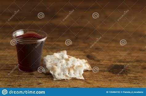 Christian Communion Of Wine And Unleavened Bread Stock Photo Image Of