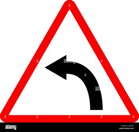 Left Curve Sign Red Triangle Background Road Sign Warning For A Left