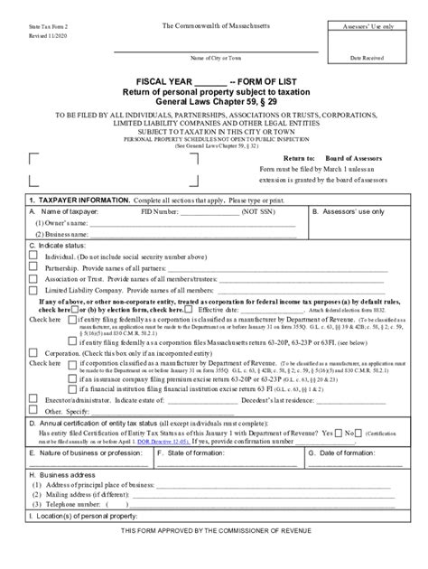 2020 2023 Ma State Tax Form 2fill Online Printable Fillable Blank