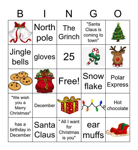 December Theme Bingo Card