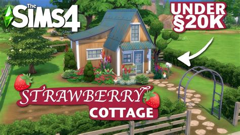 🍓strawberry Cottage 🏠 The Sims 4 Speed Build No Cc Youtube
