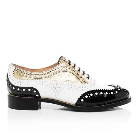 Great for any dress, formal, or party occasions. Mr. Doubt Black, White & Gold Leather Women's Wingtip ...