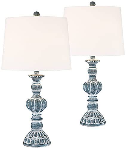 Tanya Coastal Vintage Style Table Lamps Set Of 2 With Table Top Dimmers
