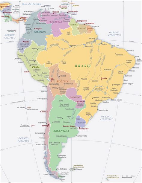 Mapa Político Da América Do Sul