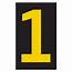 Number 1 Reflective Label  Yellow On Black 2 Sizes CS600103