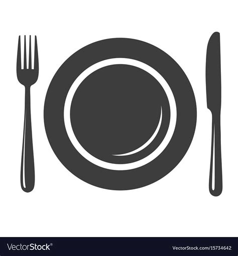 Plate With Fork And Knife Icon Royalty Free Vector Image