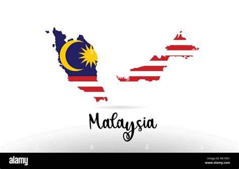 Malaysia Country Flag Inside Country Border Map Design Suitable For A