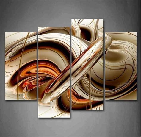 Abstract Brown White Lines Wall Art Painting The Picture Print On